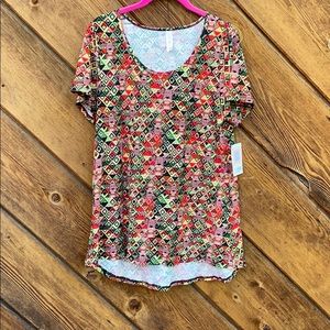 Lularoe 23 Classic T Green & Red Reindeer Print